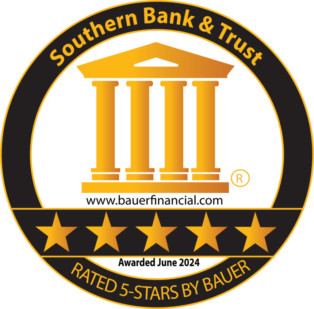 Southern Bank is rated 5-stars by BauerFinancial