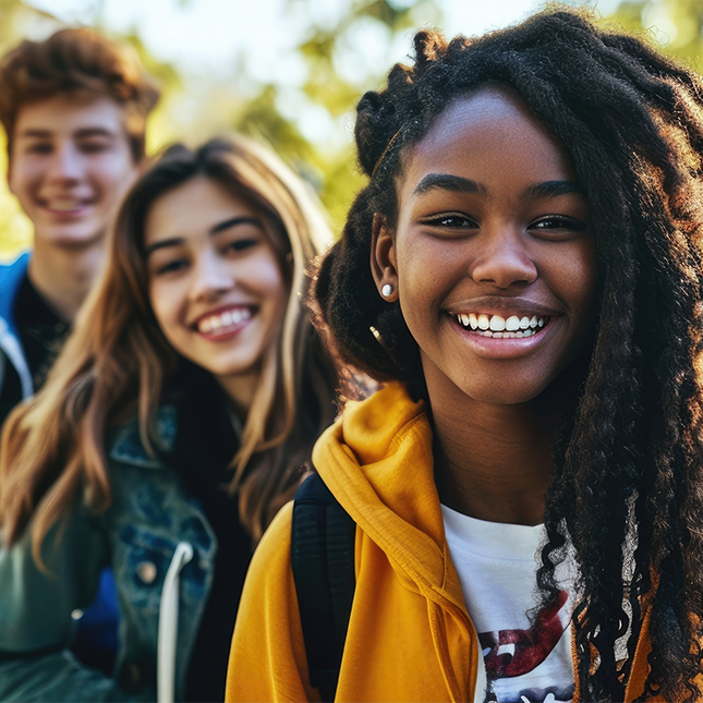 Three smiling students